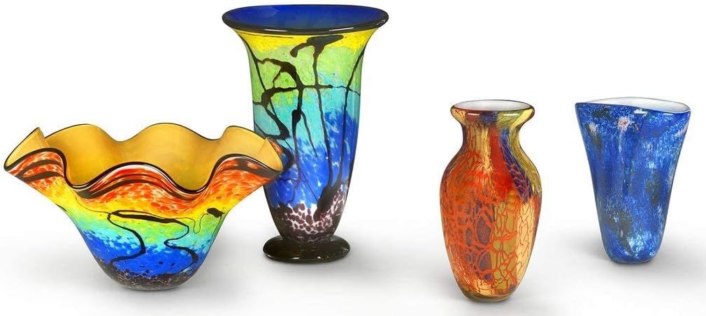 Badash Firestorm Murano-Style Glass Vase - 11' Tall Decorative Mouth-Blown Art Glass Vase - Stunning Oversized Home Decor Accent