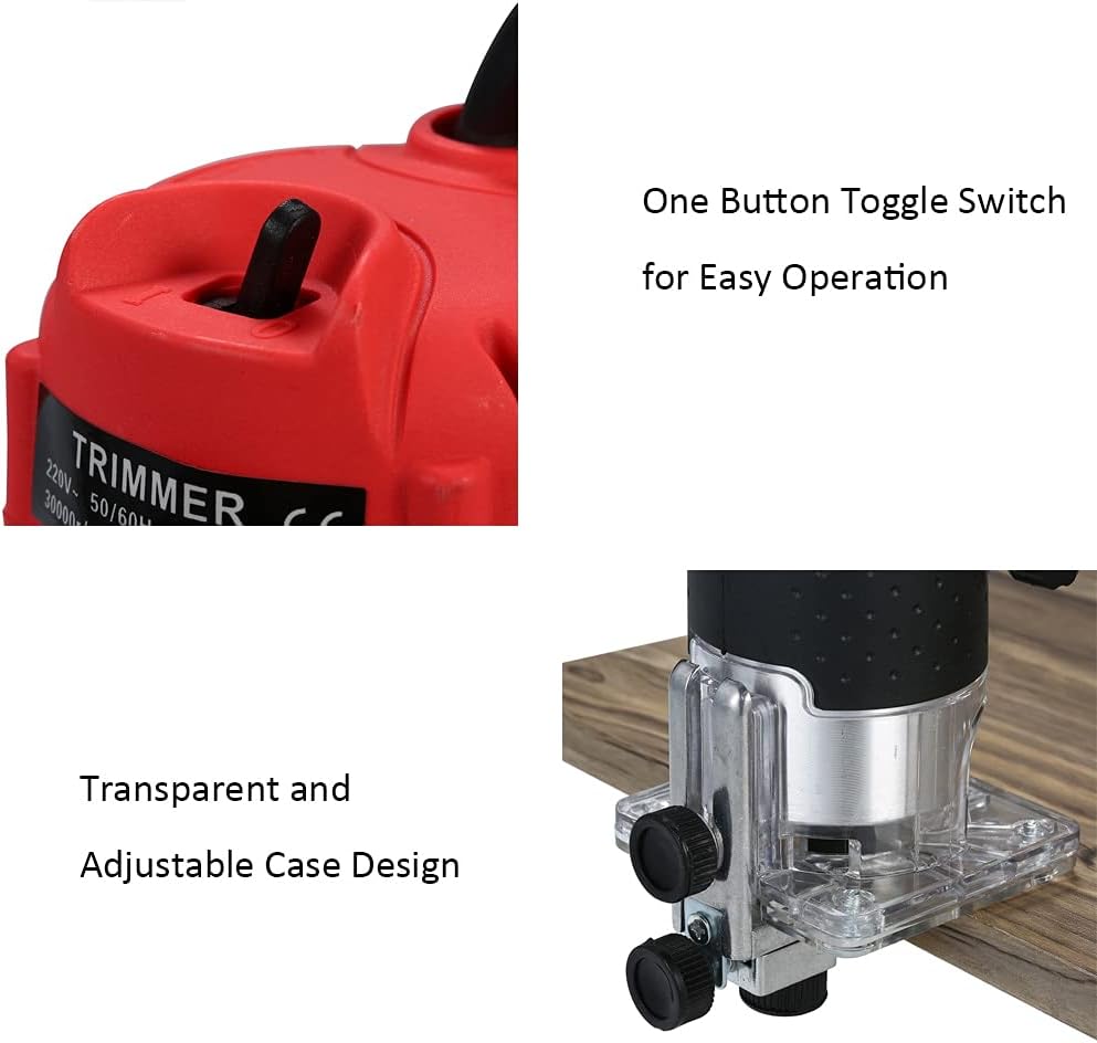 Portable polishing Machine Trim Router 30000r/min Transparent Base Edge Guide Wood Laminate Electric Trimmer Compact Palm Router Corded for Woodworking Low Noise