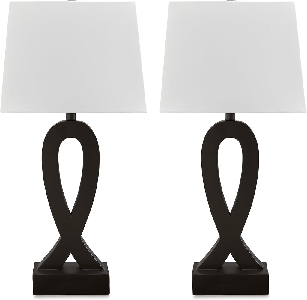 Signature Design by Ashley Markellton Modern 29.25' Polyresin Table Lamp, Set of 2, Black