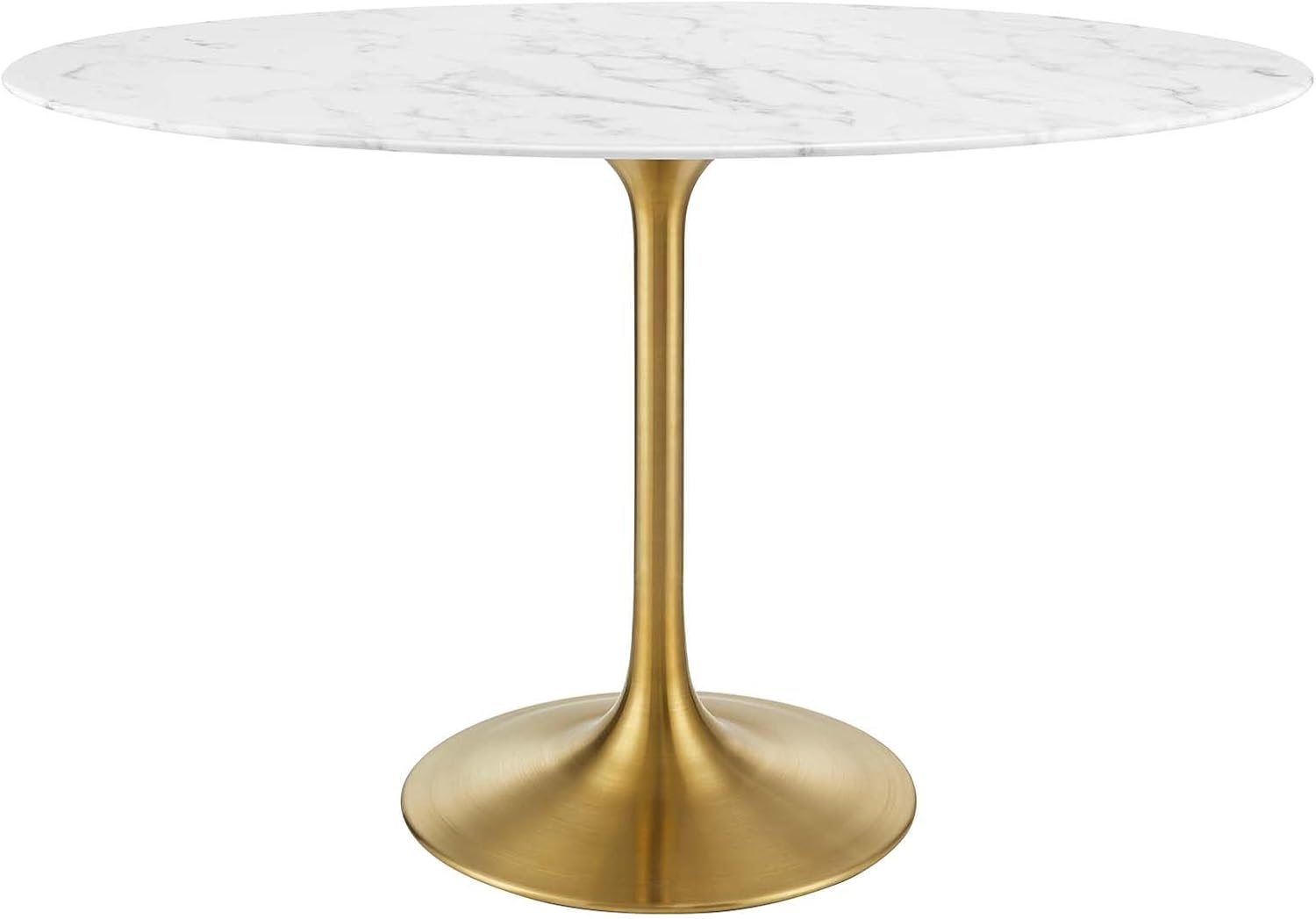 Modway Lippa 48' Oval-Shaped Mid-Century Modern Dining Table with Artificial Marble Top and Gold Base
