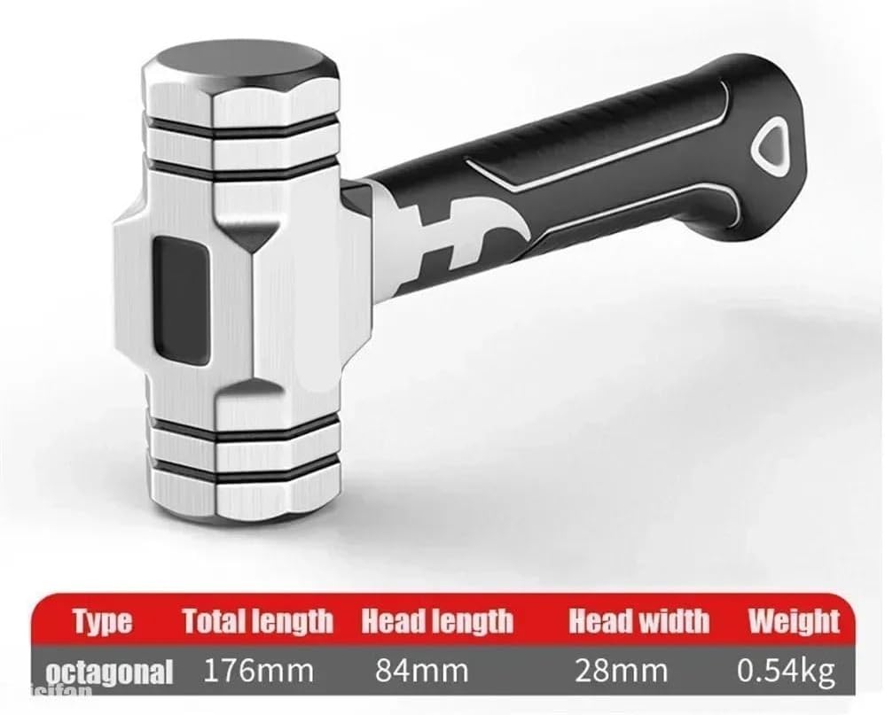 Heavy Duty Short Handle Octagonal Hammer High Carbon Steel Hand Tool Nail Hammer for Carpenter Woodworking(B)
