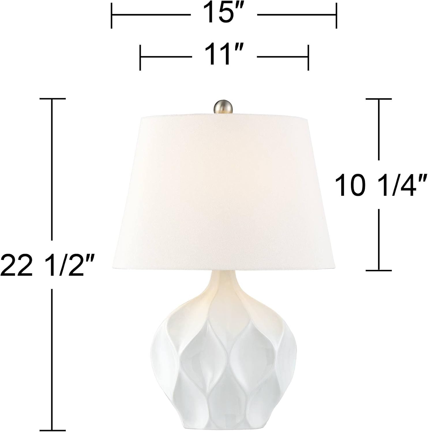 360 Lighting Dobbs 22 1/2' High Small Mid Century Modern Accent Table Lamps Set of 2 White Ceramic Living Room Bedroom Bedside Nightstand House Office Kitchen Entryway Console Fabric Shade