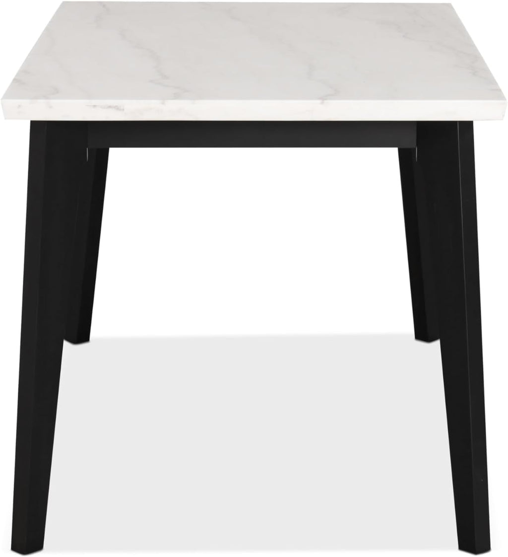 Furniture of America Isolde Contemporary 70-inch Marble Top Rectangular Dining Table with Tapered Legs, Easy Assembly for Home Kitchen, Living Room, Dinettes, Black and White