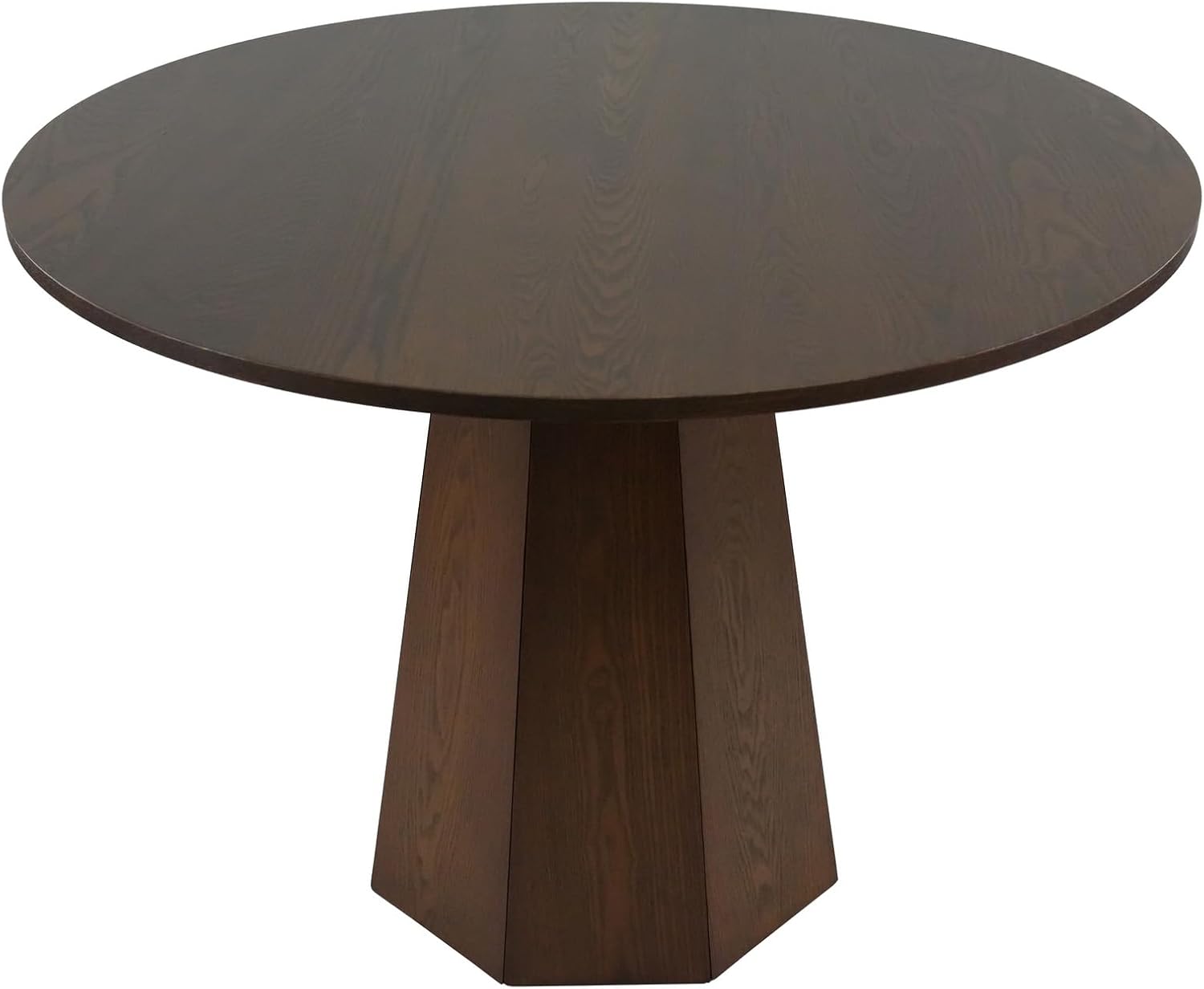 BESTANO 39' Round Solid Wood Dining Table for 4-5 People, Modern Pedestal Small Kitchen Table Circle Tabletop with Walnut Wood Grain Finish, Saving Space, Walnut