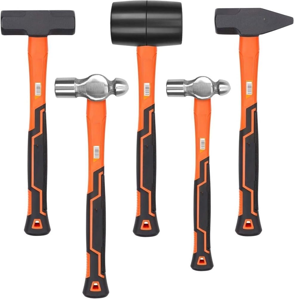 5-Pcs Hammer Set/Ball Pein Hammer/Rubber Mallet/Sledge Hammer/Cross Pein Hammer NEW
