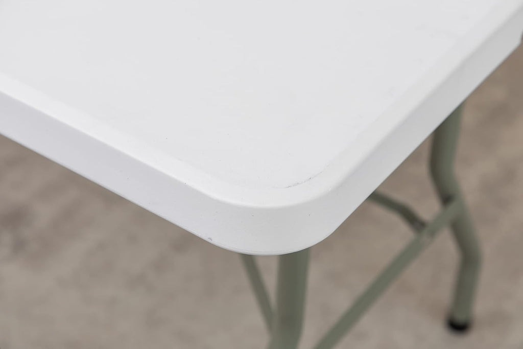 BTExpert Set of 2, Fold-in-Half Folding Utility Table 6 Feet 72'x 29.5' Lightweight Portable Carrying Handle Indoor Outdoor Picnic Camping Office Home Party Wedding Event Easy Clean Store Care White