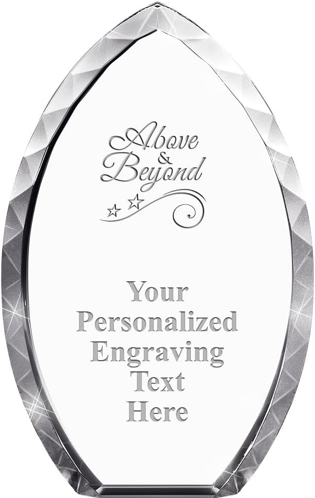 Crown Awards Customizable Crystal Trophy, 9' Engraved Tear Drop Crystal Award