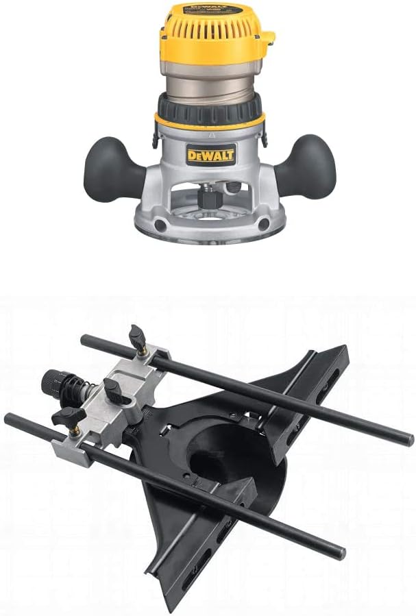 DEWALT DW618 2-1/4 HP Electronic Variable-Speed Fixed-Base Router with DW6913 Router Edge Guide with Fine Adjustment and Vacuum Adaptor