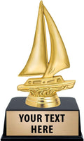 Crown Awards Sailboat Trophies with Custom Engraving, 6' Personalized Gold Sailboat Trophy On Black Base