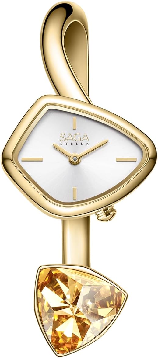 SAGA Phantom Luxury Cuff Watch – Softened Rhombus Case, Sunray Dial & Danube Crystals, Japanese Quartz, 30M Water Resistant – Elegant Gift (2 Sizes)