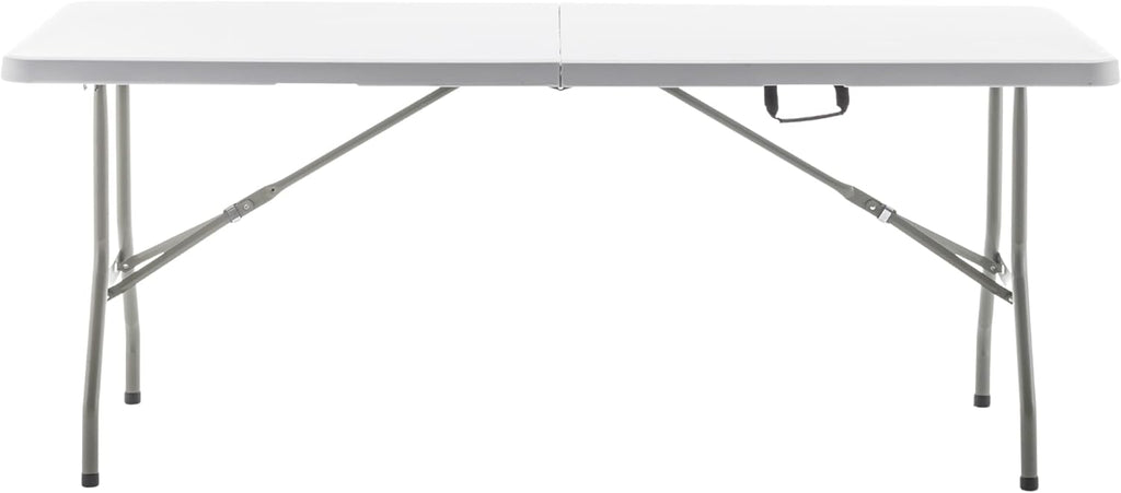 BTEXPERT Set of 5, Fold-in-Half Folding Table 6 Feet 72'x 29.5' Lightweight Portable Carrying Handle Indoor Outdoor Picnic Camping Office Home Party Wedding Event White