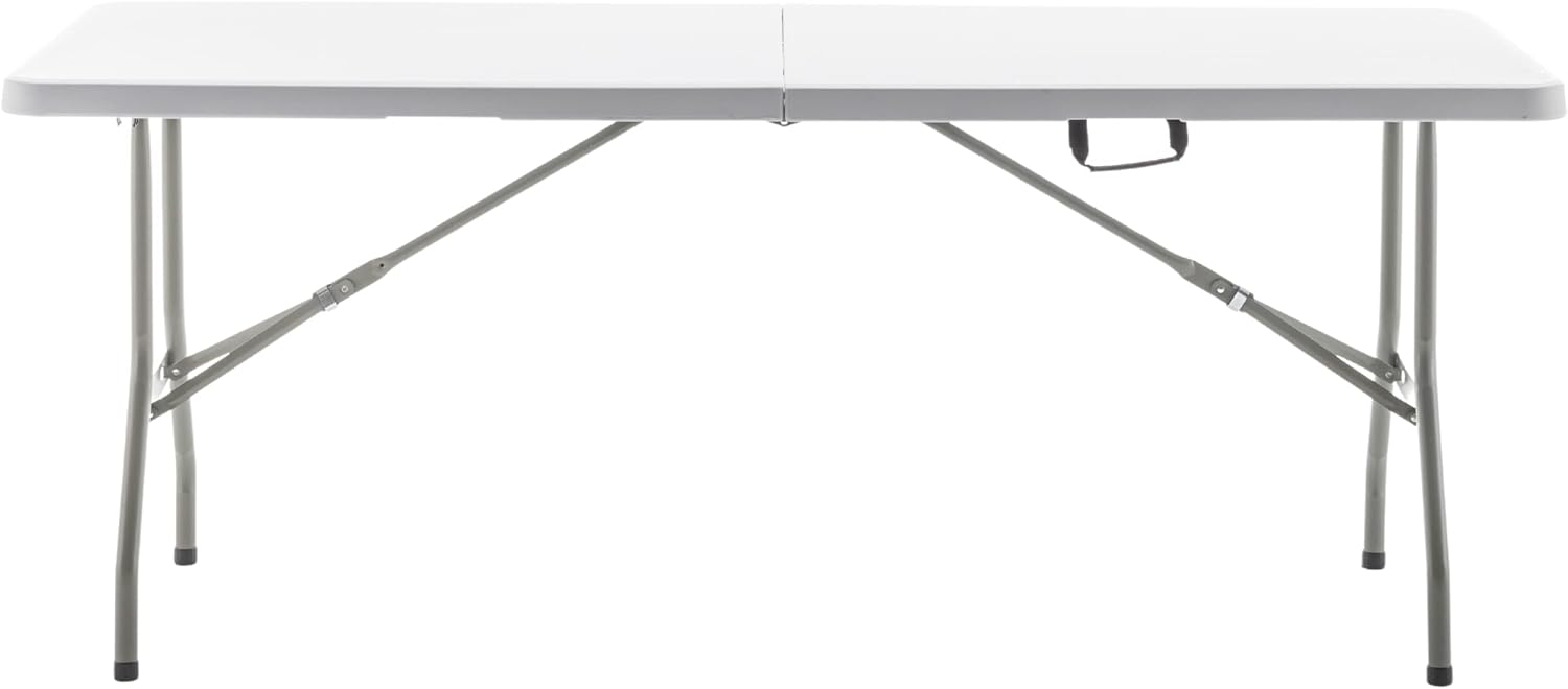 BTEXPERT Set of 5, Fold-in-Half Folding Table 6 Feet 72'x 29.5' Lightweight Portable Carrying Handle Indoor Outdoor Picnic Camping Office Home Party Wedding Event White