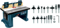 BOSCH Benchtop Router Table RA1181&BOSCH 15 pc. Carbide-Tipped Wood Router Bit Set