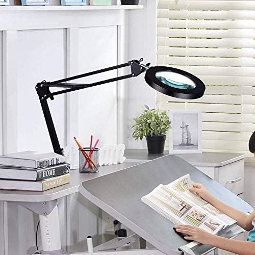 Magnifying Glasses Magnifier Desktop Magnifying Lamp with Clamp Dimmable Glass Light Lens Adjustable Swivel Arm Robust Base High Clarity for Sewing magnifiers The New