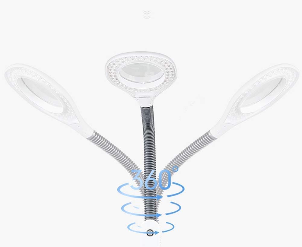 Magnifying Floor Lamp 5X LED Magnifying Floor Lamp - Daylight Bright Full Spectrum Magnifier Illuminated Glass Lens - Height Adjustable Gooseneck Standing Lamp