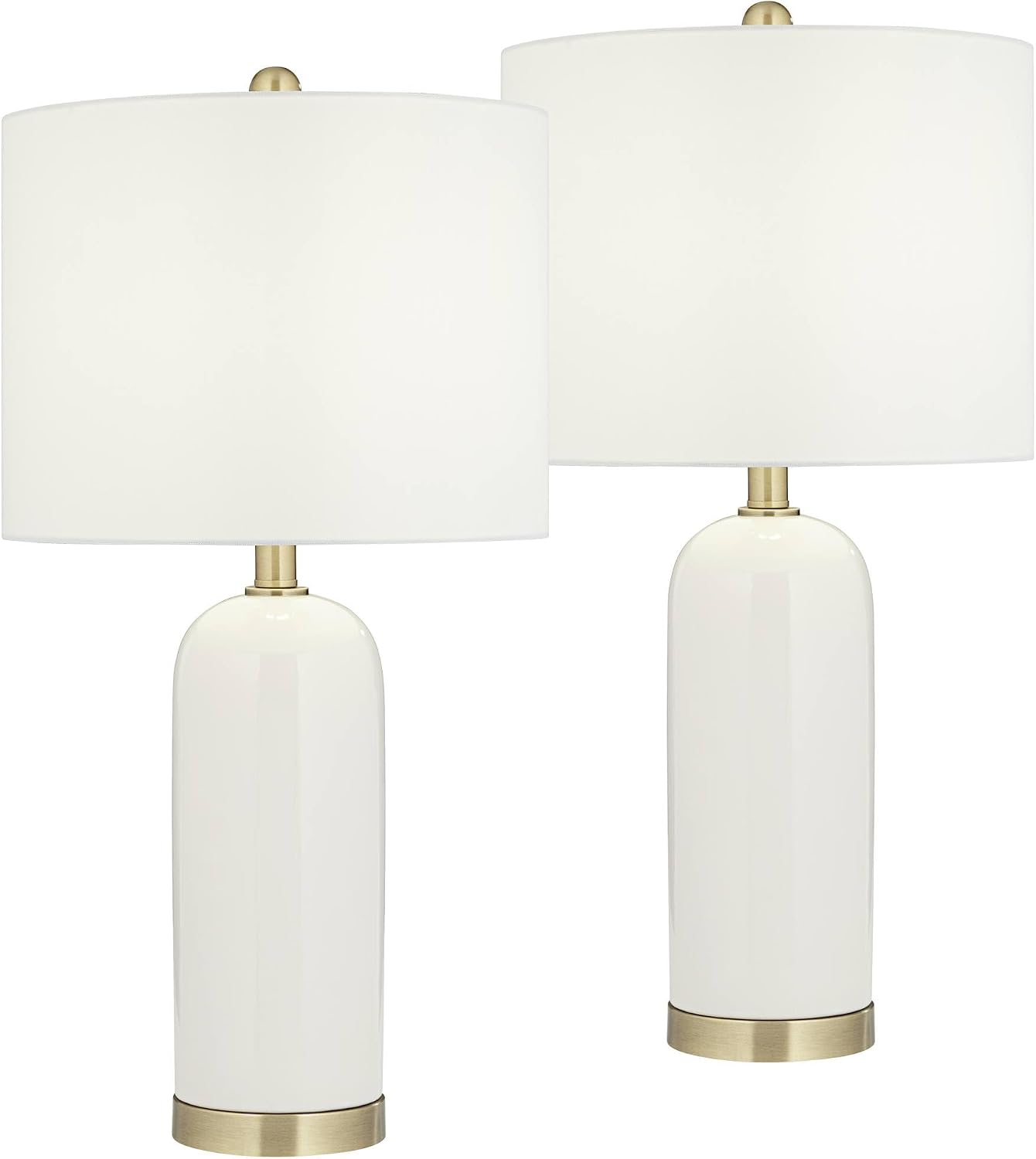 360 Lighting Draper 26' High Modern Coastal Table Lamps Set of 2 White Ceramic Fabric Shade Living Room Bedroom Bedside Nightstand House Office Home Reading Kitchen Entryway Console Family