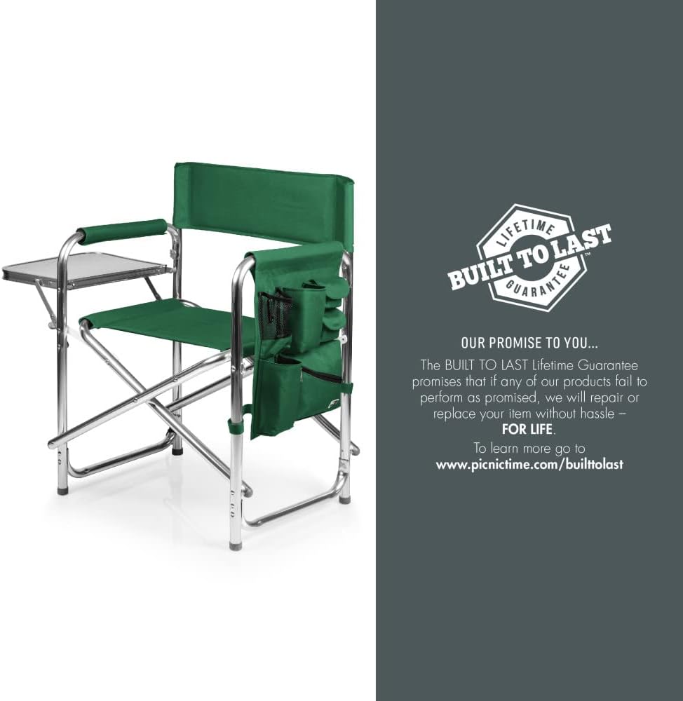 PICNIC TIME NCAA Baylor Bears Sports Chair with Side Table - Beach Chair - Camp Chair for Adults