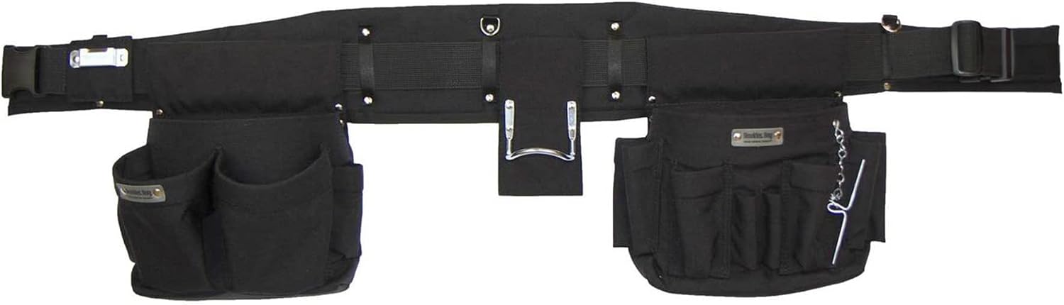 BOULDER BAG Professional Electrician's MAX Combo with Comfort Back Support Tool Belt, Quick Release Buckle, Heavy Duty Work Belt, Black, (Medium 28-32 Inch Waist), Made in USA