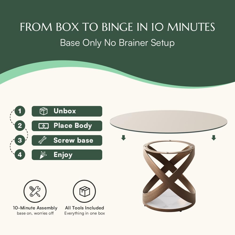 POVISON 59' Modern Round Dining Table, Glass Round Kitchen Table for 6, Glass Dining Room Table Top with Bronze X Carbon Steel Base for Dining Room (Dining Table Only)