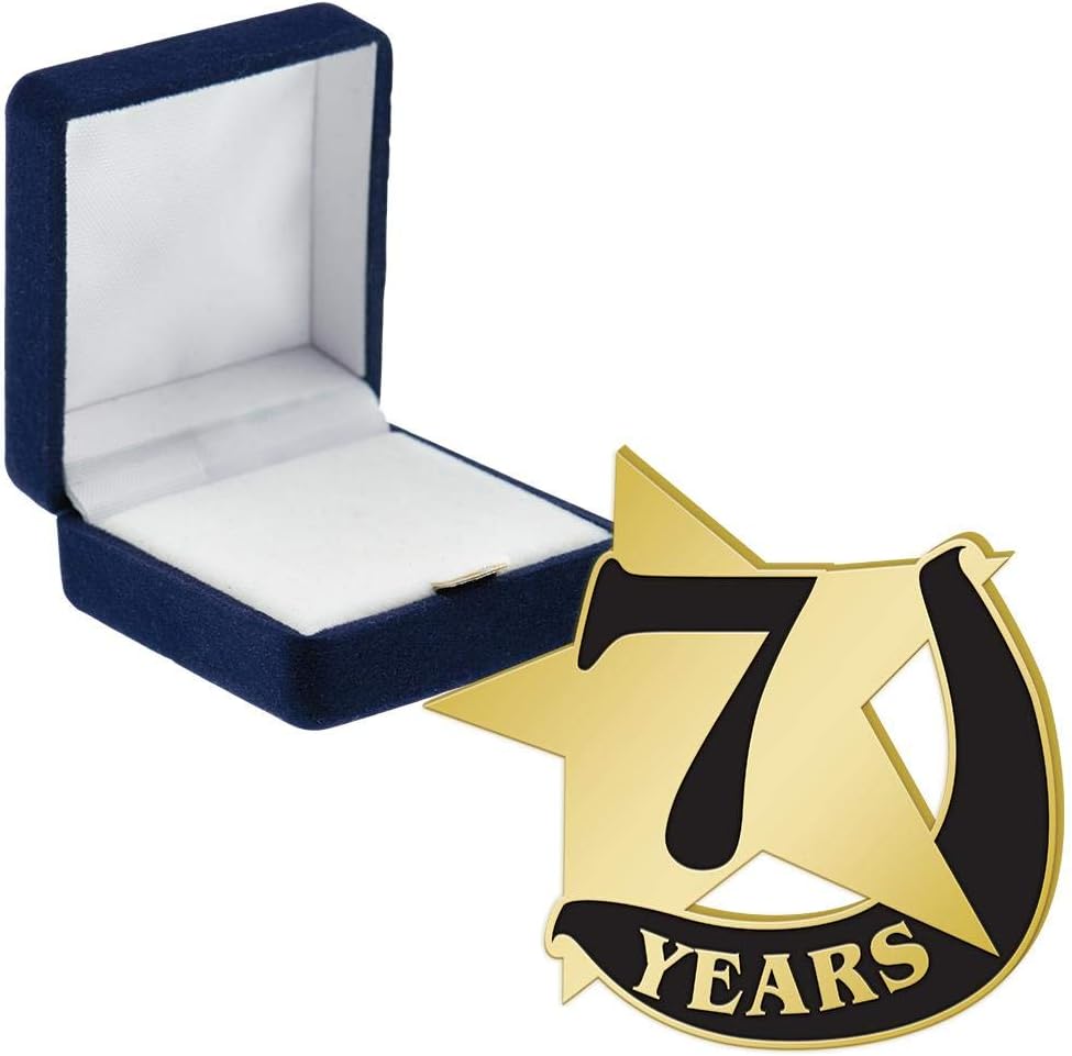 Crown Awards 7 Year Recognition Pins, 7 Year Recognition Pin with Blue Velvet Presentation Case, Prime