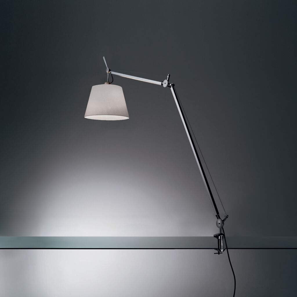 Artemide Tolomeo 75W E26 Silver Fiber Shade Aluminum Table Lamp with Clamp