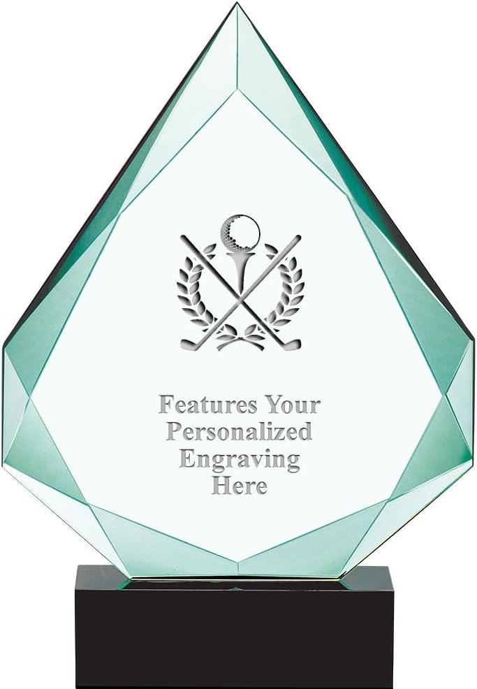 Crown Awards Personalized Crystal Trophy, 13' Engraved Legacy Jade Crystal Award Prime