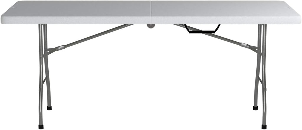 Office Star Resin Rectangle Center-Folding Portable Table for Picnics, Camping, and Tailgating, 6 Feet