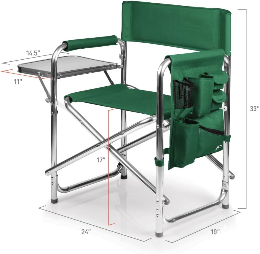 PICNIC TIME NCAA Baylor Bears Sports Chair with Side Table - Beach Chair - Camp Chair for Adults