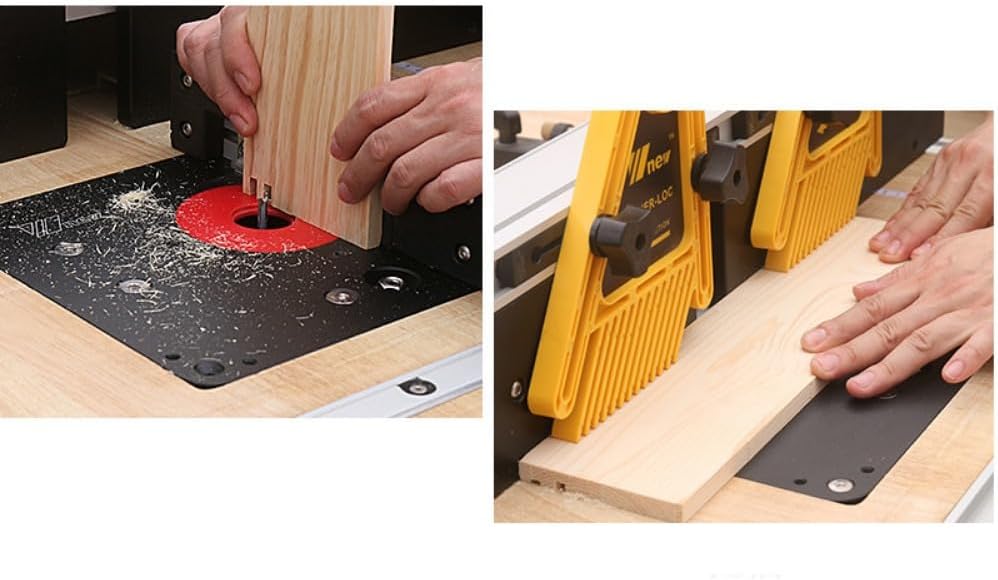 Woodworking Heavy Duty Router Lift with Aluminium Router Table Insert Plate Woodworking Tools (107mm+88.9 Ring)