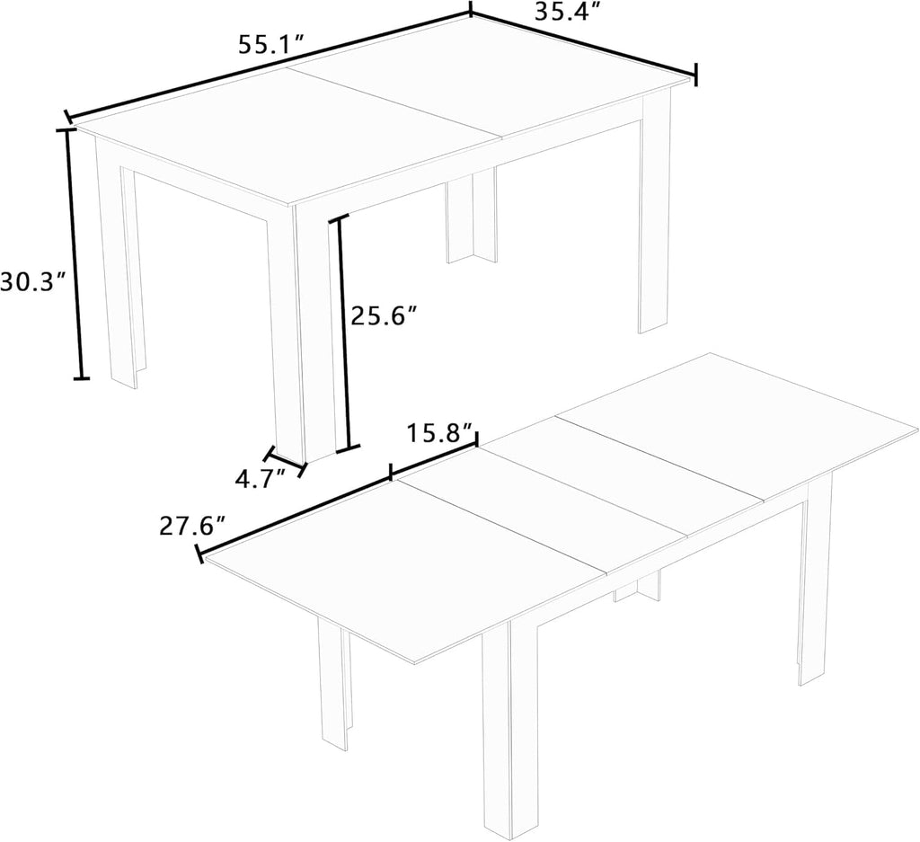 Extendable Dining Table for 6-10 Person, 55' to 86' Modern Dining Room Table, Rectangular Kitchen Table, Oak