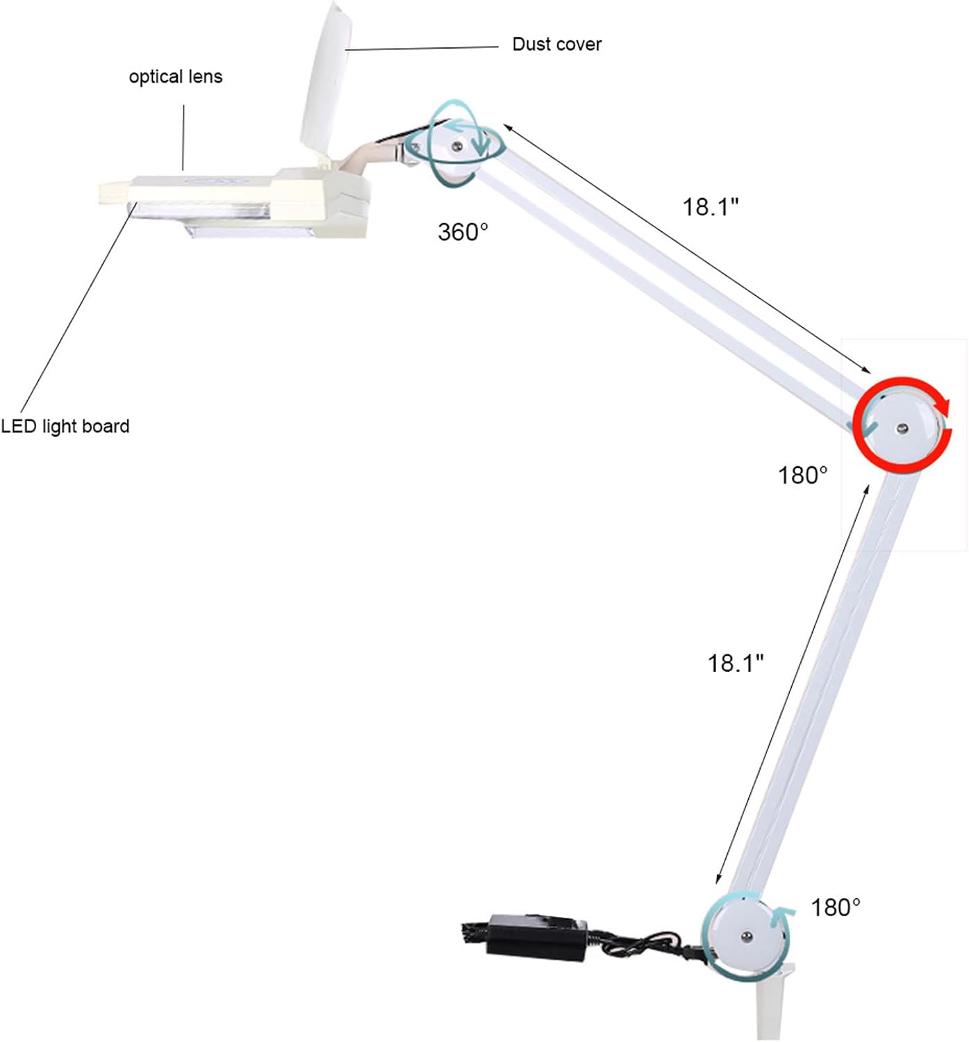 10X Magnifying Glass with Light and Clamp Led Lamp Light Magnifier with Stand Flexible LED Desk Lamp Hands Free for Close Work Reading Repair Crafts 110V White