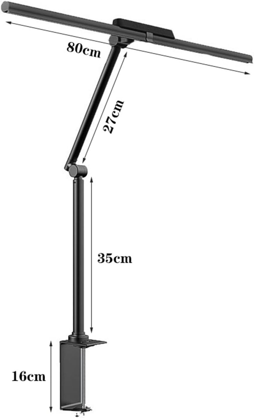 Eye protection desk lamp for office study LED Desk Lamp with Clamp, Double Head Eye Protection Desk Lamp with Auto Shut-Off Timer, 5 Color Modes & Stepless Dimming, for Reading Study Workbench Office