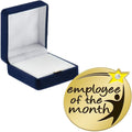 Crown Awards Employee of The Month with Gem Pins, Employee of The Month with Gem Pin with Blue Velvet Presentation Case, Prime