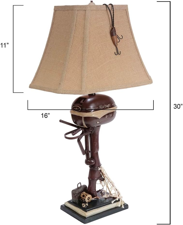BLACK FOREST DECOR - Vintage Motor Boat Lamp - Nautical Lamp for Cabin, Living Room, Nightstand, Desk, 30' x 16' x 11'