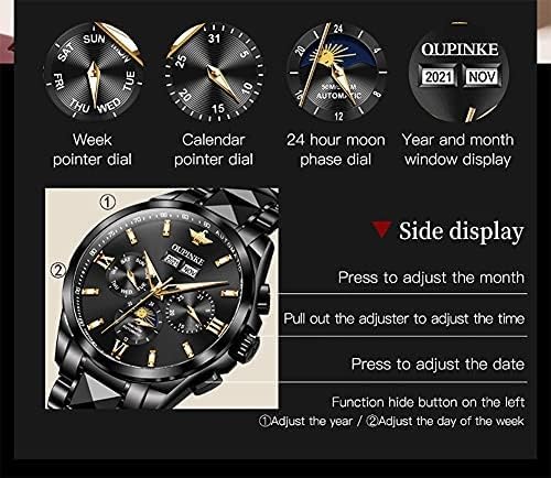 OLEVS Men's Waterproof Watches Stainless Steel Waterproof Chronograph Wrist Watches Luxury Dress White Luminous Big Face Analog Quartz Male Watches
