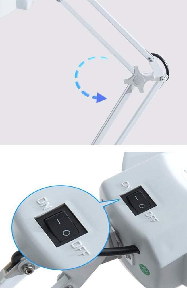 10X Magnifying Glass Lamp - Daylight Bright Lighted Lens - Magnifying Desk Lamp Rotate Magnifier Swing Arm Desktop Tabletop Lamp, for Table, Task, CRA