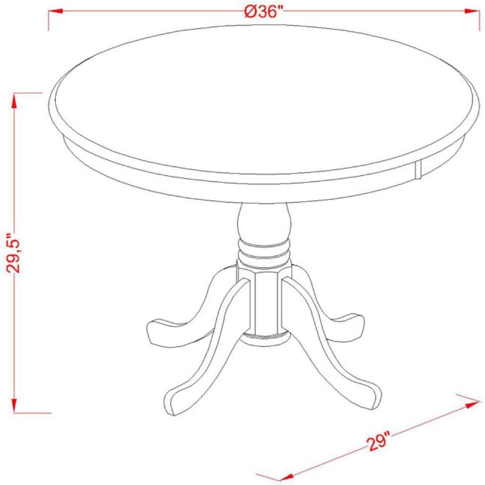 East West Furniture ANT-OBK-TP Antique Modern Dining Table - a Round Kitchen Table Top with Pedestal Base, 36x36 Inch, Oak & Black