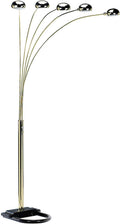 HomeStock Asian Fusion 84' H 5 Arms Arch Floor Lamp - Polished Brass Contemporary Style, 50' L x 45' W x 84' H, with Dimmer Switch, Indoor Home Decor Accent Lamp