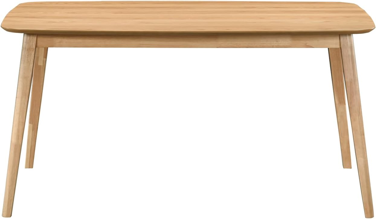 Acanva Modern Rectangular Dining Table for 6, Farmhouse Kitchen Dinner Tables with Tapered Wood Legs, Oak