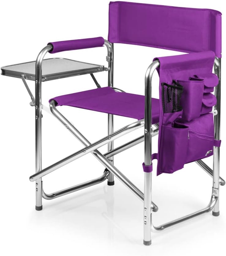 Picnic TIME NCAA Clemson Tigers Sports Chair with Side Table - Beach Chair - Camp Chair for Adults