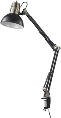 31.5' Multi-Joint Desk Lamp with Metal Clamp, Black, On/Off Rotary Switch on Shade, Partially Adjustable Swing Arm, Home Essentials, Reading Light, Office Décor
