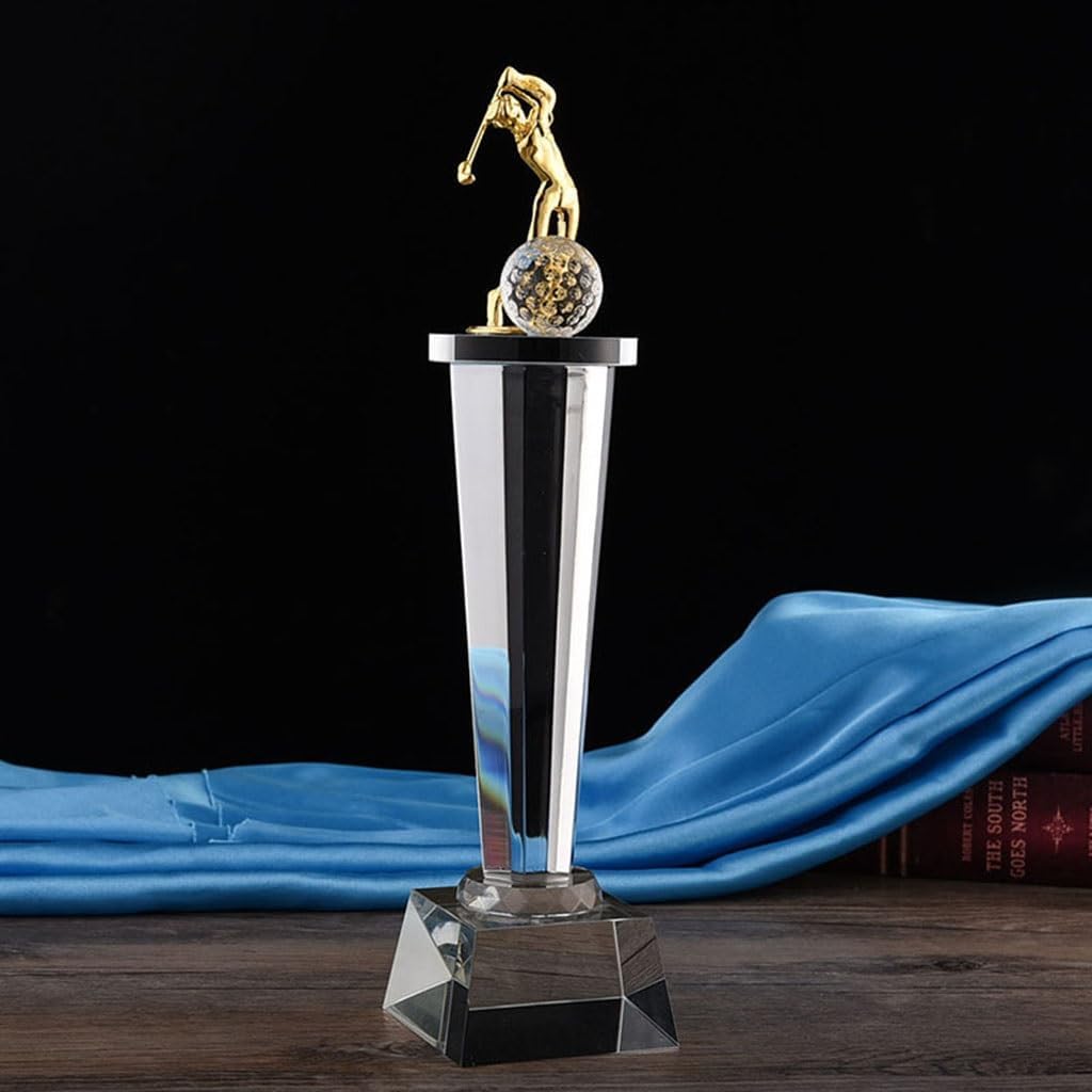 Trophies, Medals Awards Golf Crystal Clear Trophy Golf Tournament Prizes Golf Club Souvenir Trophies Longest Distance, Hole in One Trophy(26cm)