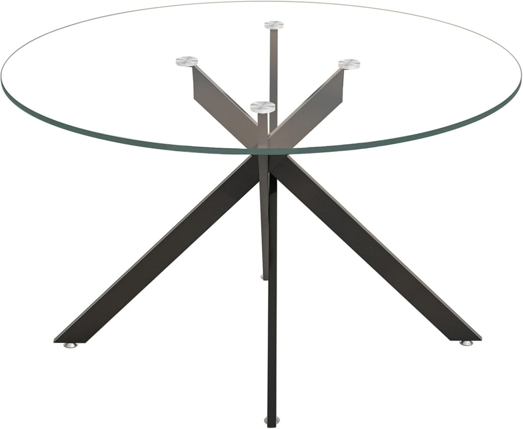 HomVent 3 Piece Round Glass Dining Table Set, Tempered Glass Dinner Table Set for 2 Kitchen Table Set with 2 Velvet Upholstered Chairs for Kitchen Dining Room