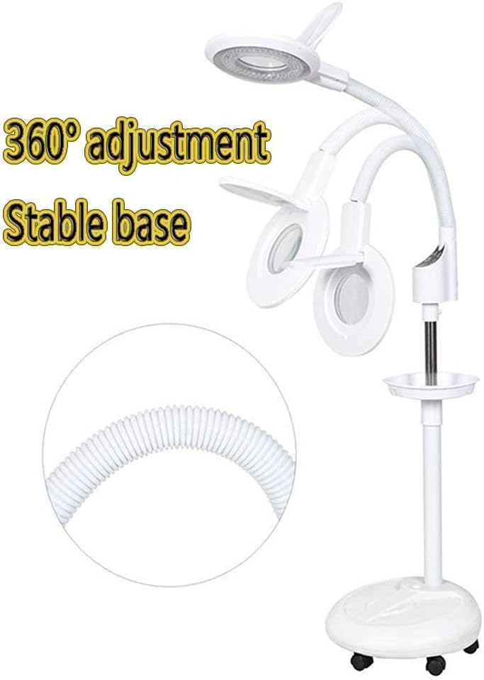 Magnifying Glass,Magnifier 16X Magnifier Lamp Floor Standing,Adjusting Light, Magnifying Light Adjustable Wheels,Storage Tray, for Skincare Beauty Nail Manicure Tattoo Salon and Home Use