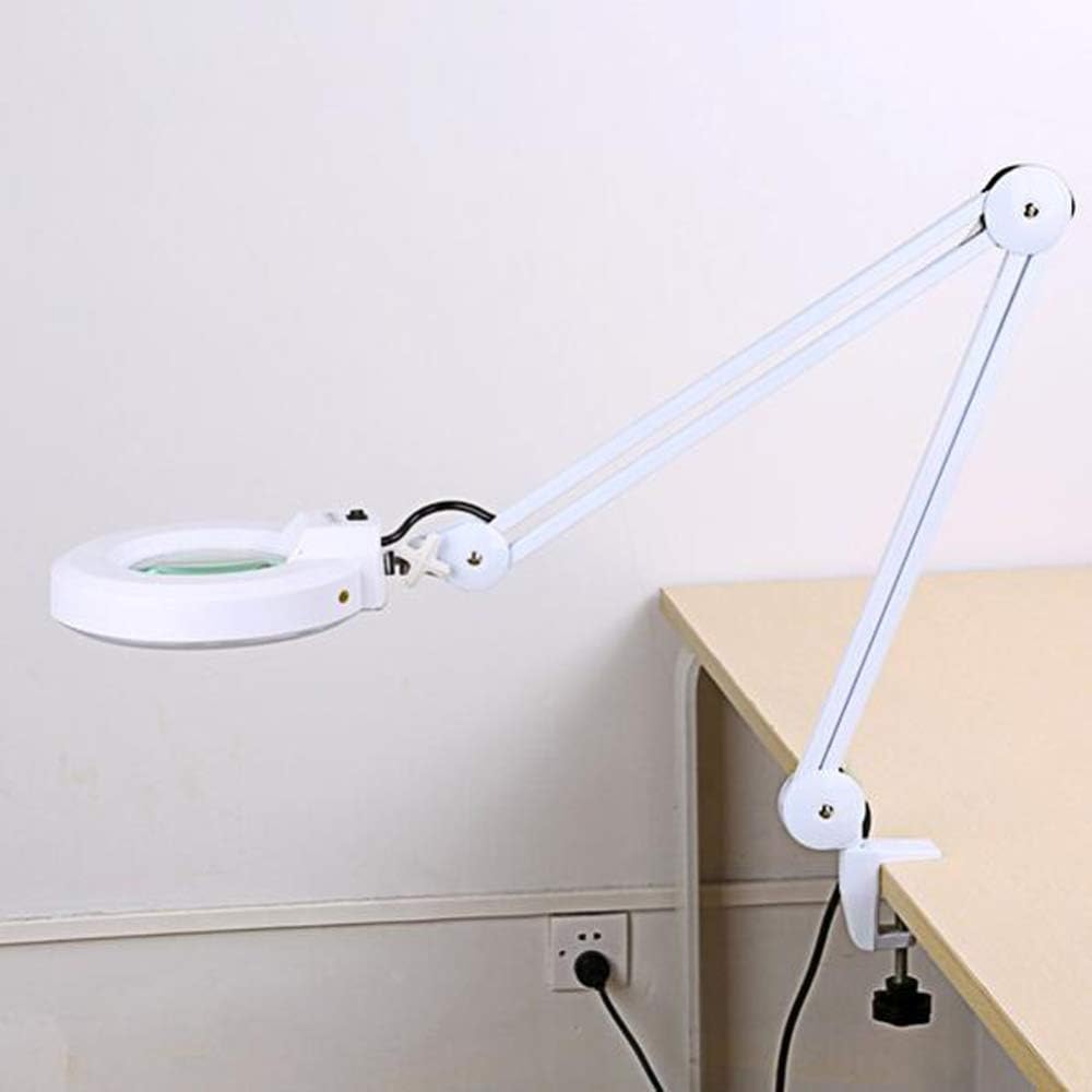 30LED Magnifying Glass Clamp Lamp,5X Magnifier Lens,Metal Hose Adjustable Swivel Arm Utility Clamp Light for Desk, Table,Craft, Jewelry,Sewing a/A Interesting Life Fashionable