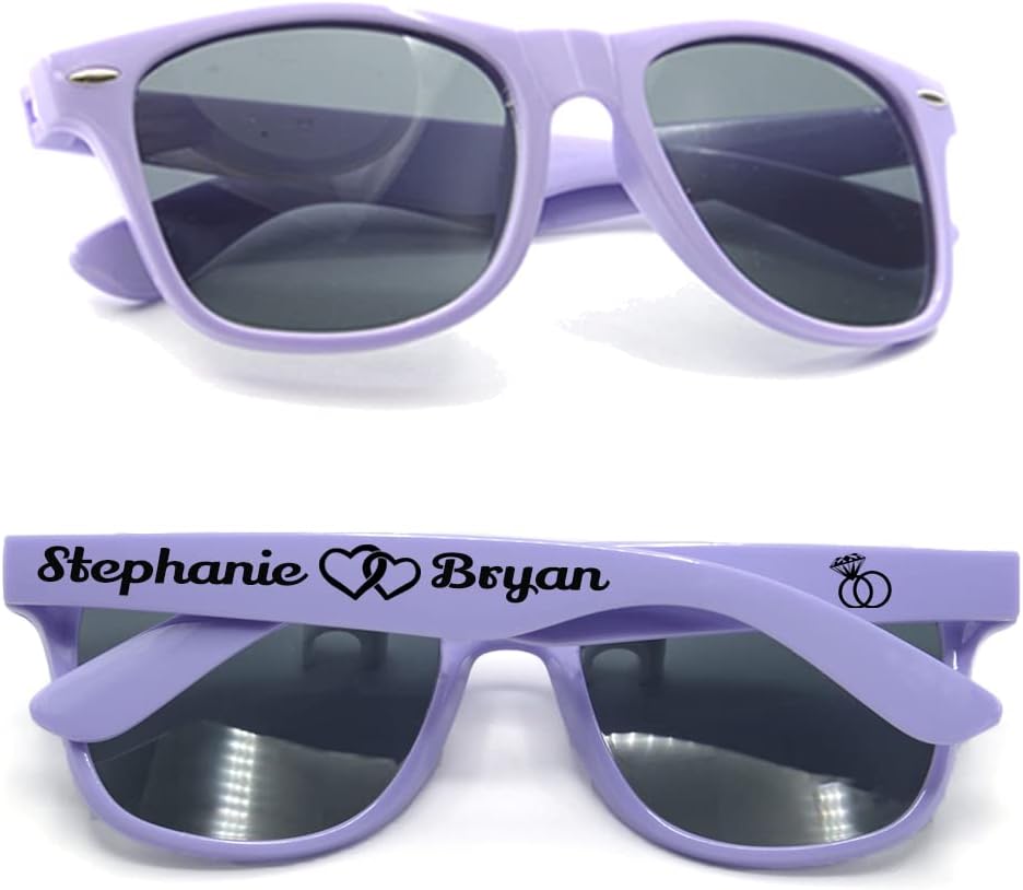 Personalized Sunglasses Bulk Party Favors Adult Gifts Custom Wedding/Bachelor/Birthday/Bridal/Groomman/Company Personalized Party Sunglasses Gifts for Guests (50PC Lavender)