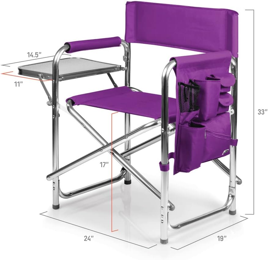 Picnic TIME NCAA Clemson Tigers Sports Chair with Side Table - Beach Chair - Camp Chair for Adults