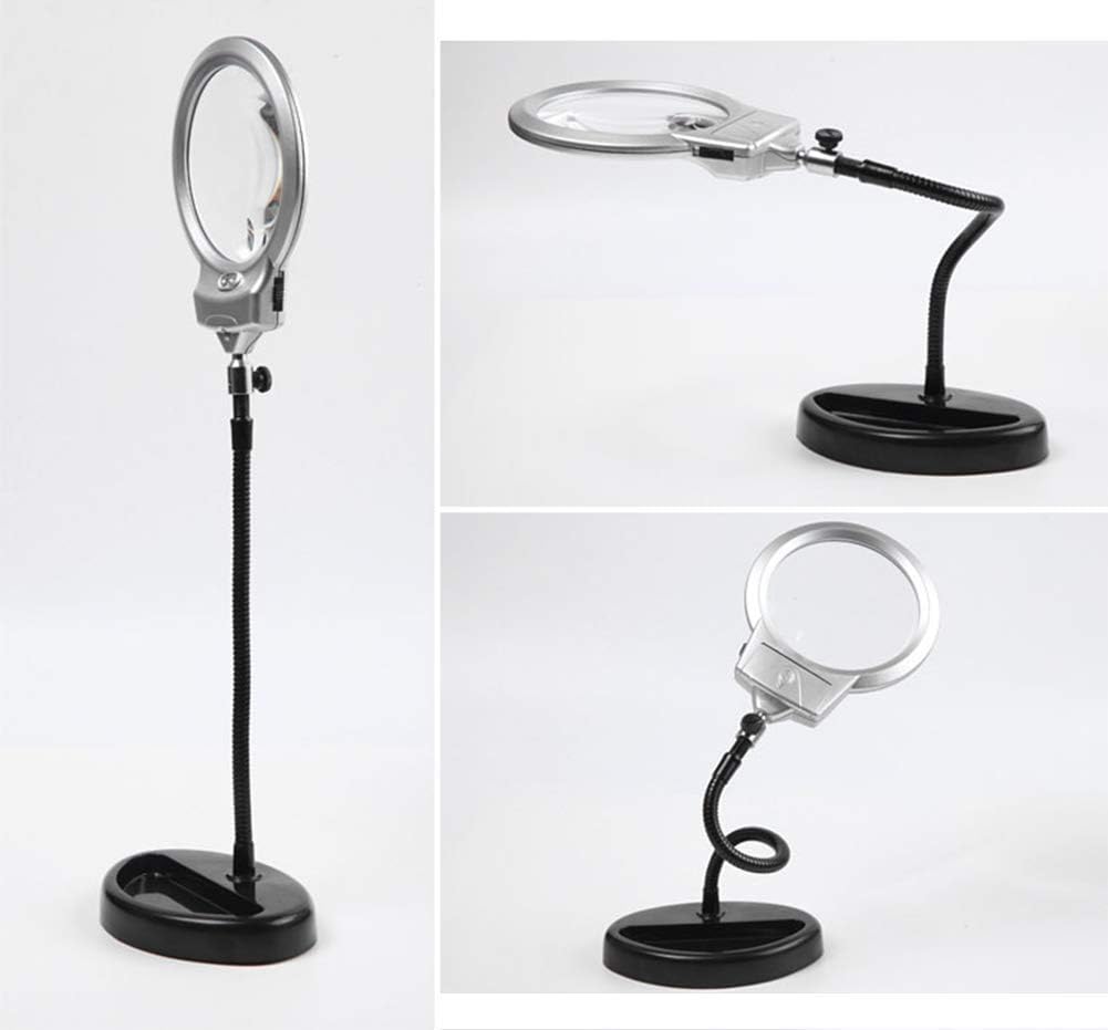Magnifying Glass Lamp 2 Led,10x Lens –107mm Magnifier Light, Adjustable Swivel Arm,Height for Desk, Table, Task, Craft, Jewelry,Sewing,Workbeh Interes