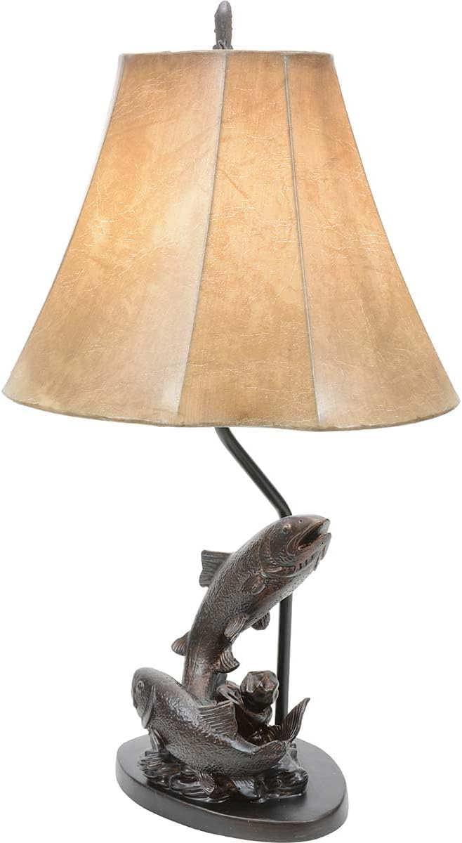BLACK FOREST DECOR - Fish Pair Table Lamp for Cabin, Living Room, Nightstand, Desk - Nautical Home Décor - 24.5' x 14.75'
