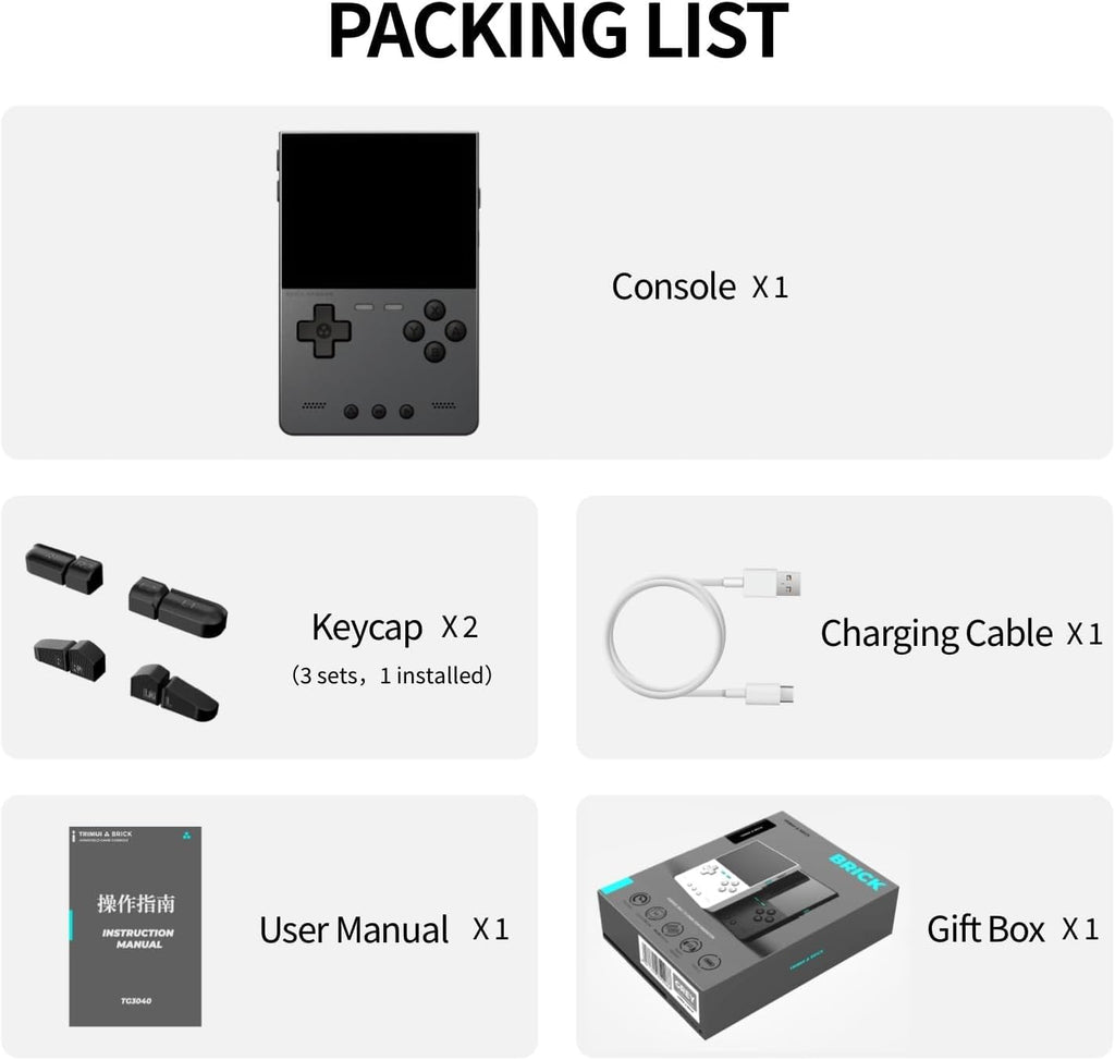 TRIMUI Brick Hammer Retro Handheld Game Console – Metal CNC Aluminum Alloy Body, 3.2' IPS Screen, 8GB Storage, Expandable to 1TB, Built-in 3000mAh Battery